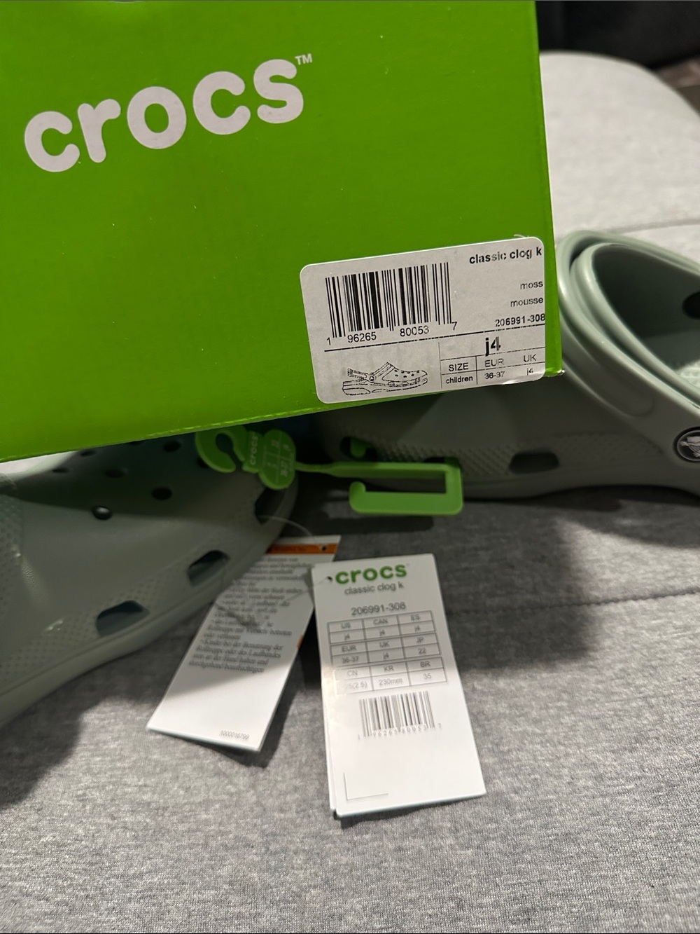 CROCS Kids Classic Clogs in Sage Green - Picture 5 of 5